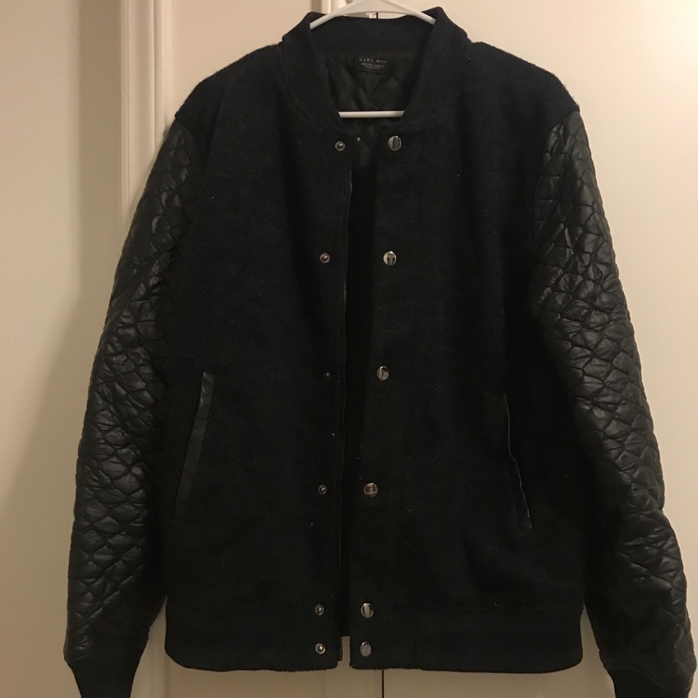 Zara Men’s leather varsity jacket